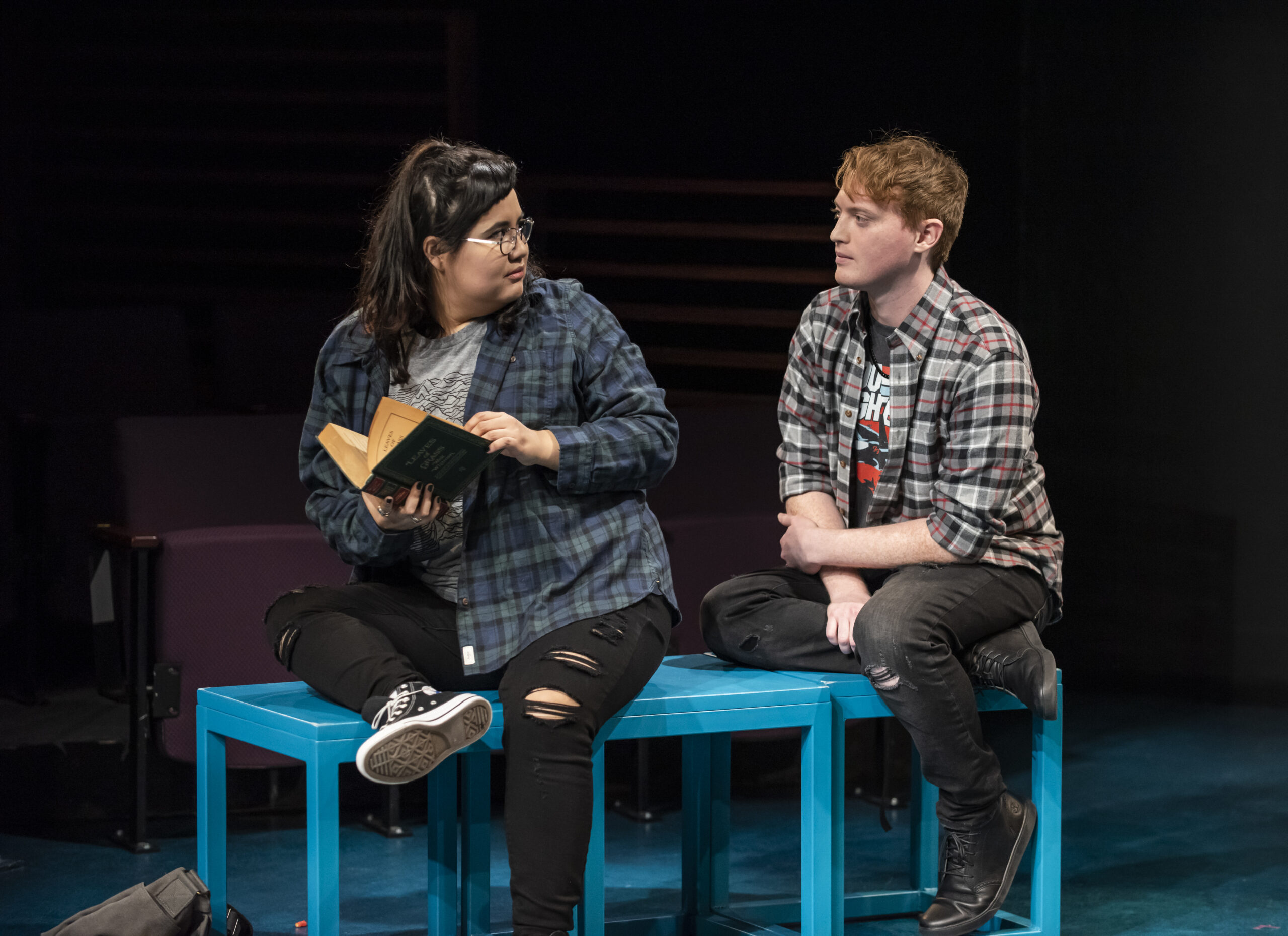 Karen Rodriguez (Julia) and Harrison Weger (Connor) in "I Am Not Your Perfect Mexican Daughter." Photo by Michael Brosilow.