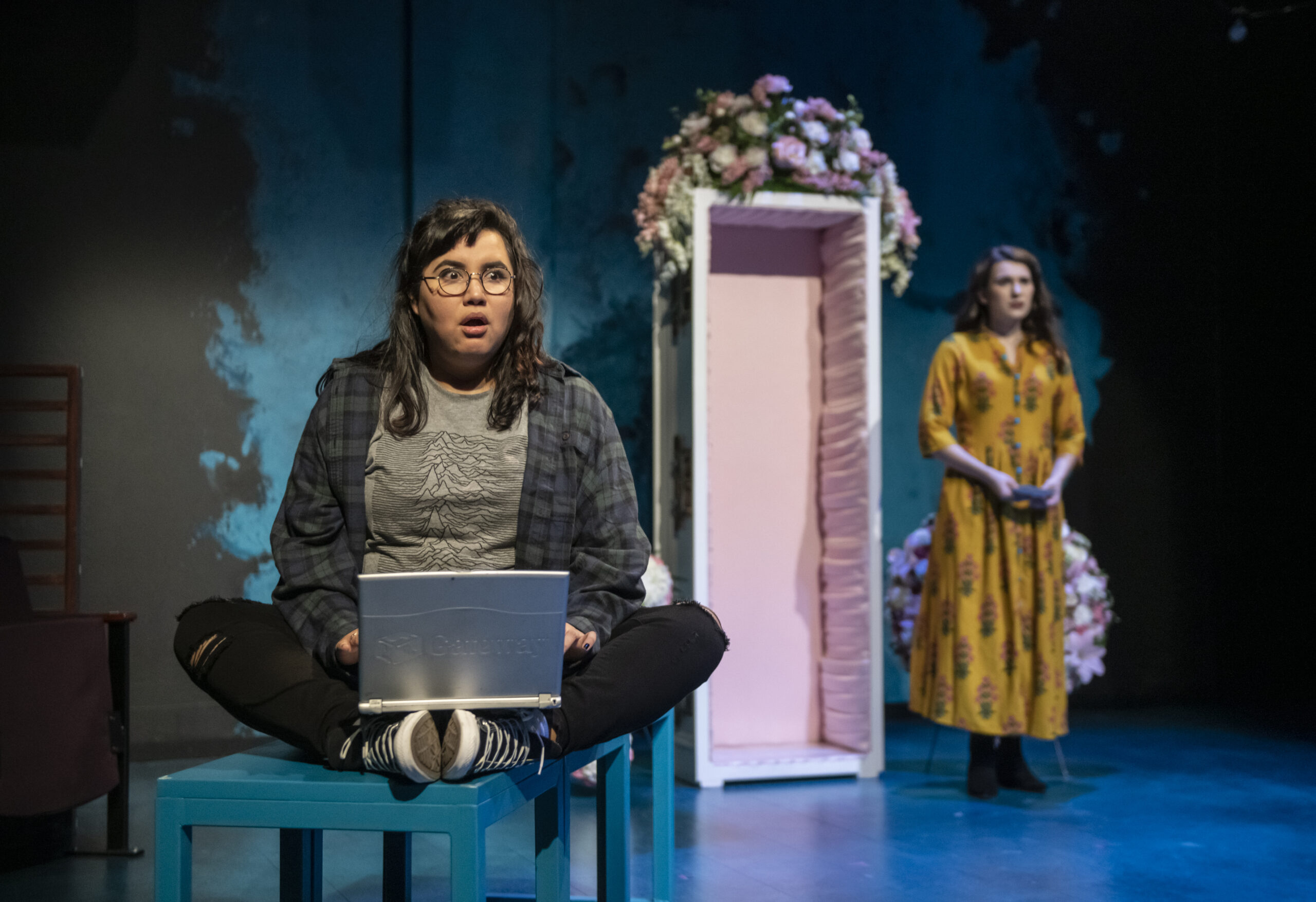 Karen Rodriguez (Julia) and Dyllan Rodrigues-Miller (Olga) in "I Am Not Your Perfect Mexican Daughter." Photo by Michael Brosilow.