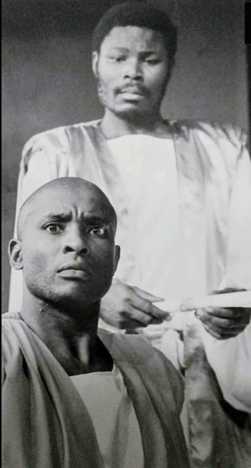 Portrait of the artist as a young man: John Sibi-Okumu (front) in ‘Antigone’ (1990) (Photo: Courtesy)