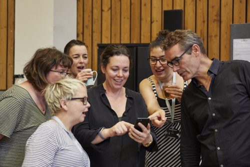 Nickie Miles-Wildin (front left) in rehearsals for "Mosquitoes" at Royal National Theatre |Photo Credits Brinkhoff/Mogenburg