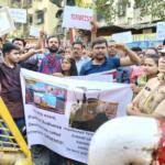 Protestors at IIT Bombay demand firing of theatre professor for screening film on Palestine/Israel (8 November 2023).