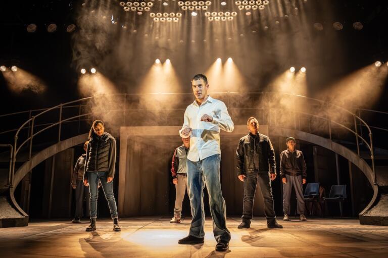 David Shields and the cast of Punch. Photo: Marc Brenner