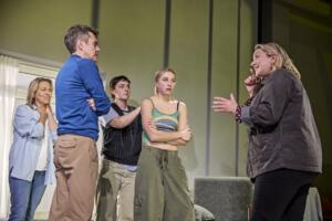 Nicola Walker, Paul Higgins, Alby Baldwin, Ella Lily Hyland and Lucy Thackeray in The Unbelievers. Photo: Brinkhoff Moegenburg