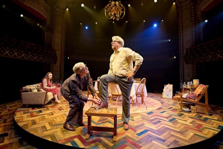 Laura Elsworthy, Adam Gillen and Roger Allam in How the Other Half Loves. Photo: Manuel Harlan